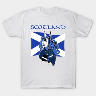 Scotland Unicorn Playing Bagpipes Scottish St Andrews Day T-Shirt